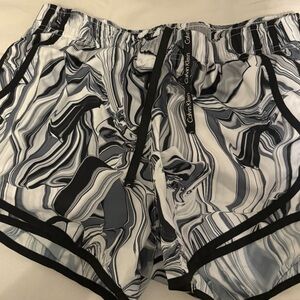 Calvin Klein Black and White Athletic Shorts with Marble Pattern